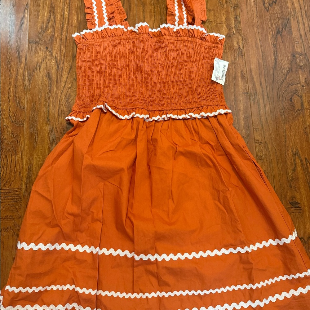 TCEC Vibrant Orange Dress with White Accents